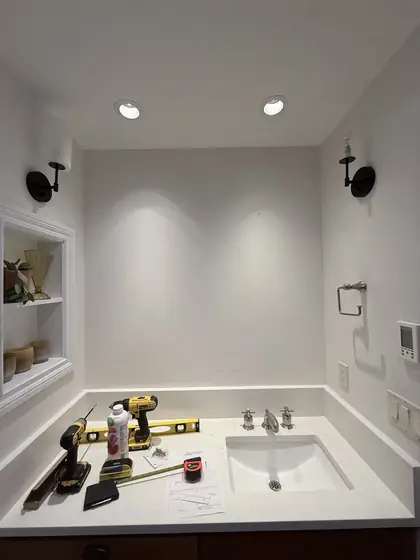 Bathroom wall before the mirror was mounted